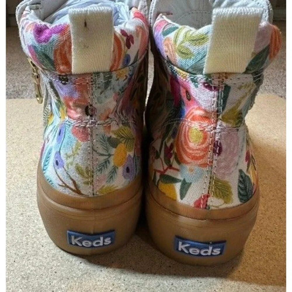 Keds x Rifle Paper Co Cooper Suede Floral High Top Sneakers Tan WH67126 Size 10